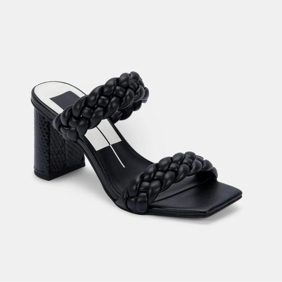 Dolce Vita Shoes - Dolce Vita Womens Paily Block Heels Stella Black Sandals Braided Leather 7 - 7.5